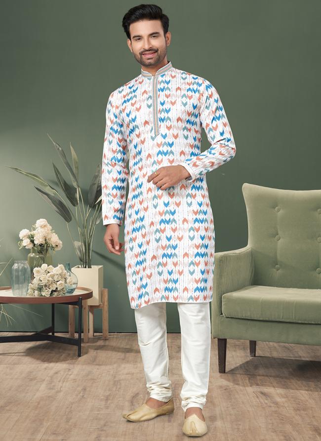 Heavy Cotton Multi Colour Traditional Wear Printed Readymade Kurta Pajama